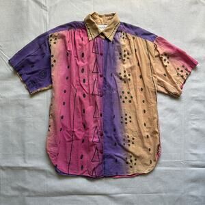 Kathleen Usherwood Vintage Hand Dyed Gradient Button Down Women Medium